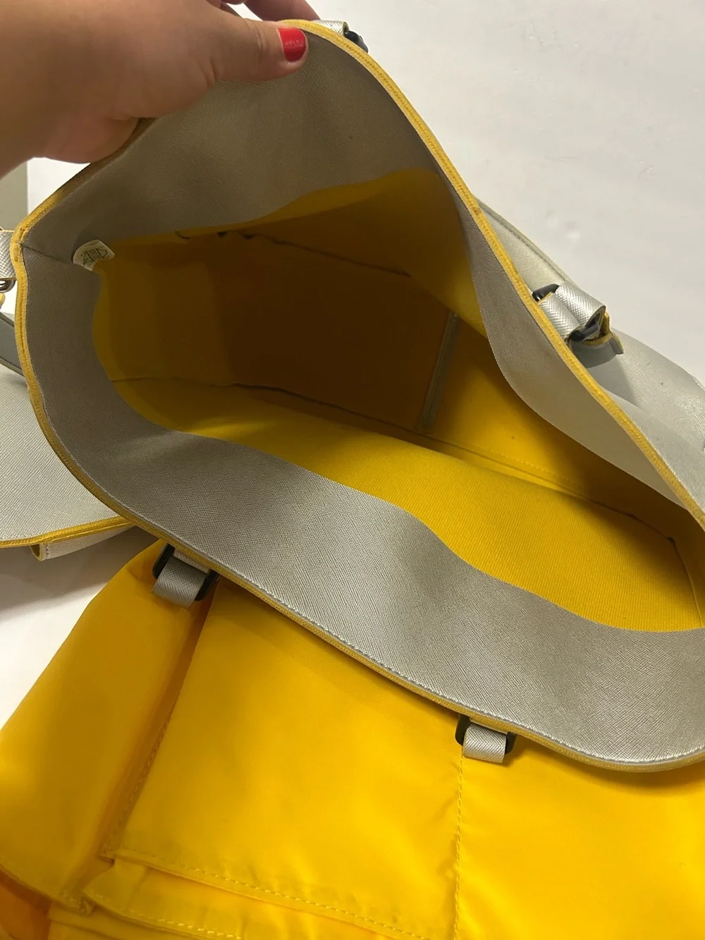 Lily Jade Leather Diaper Bag Tote Silver Yellow Detachable Organizer Pockets